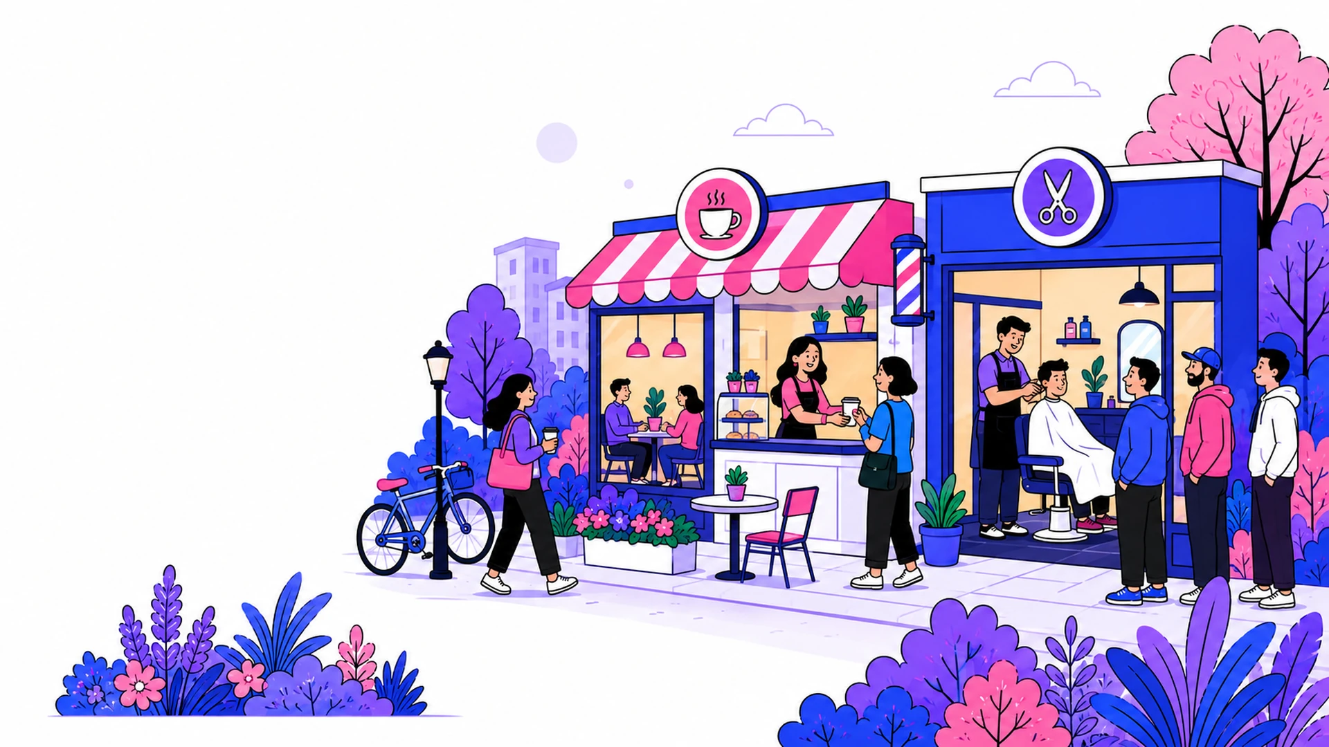 Ilustracja - rodzina sprawdza okolicę